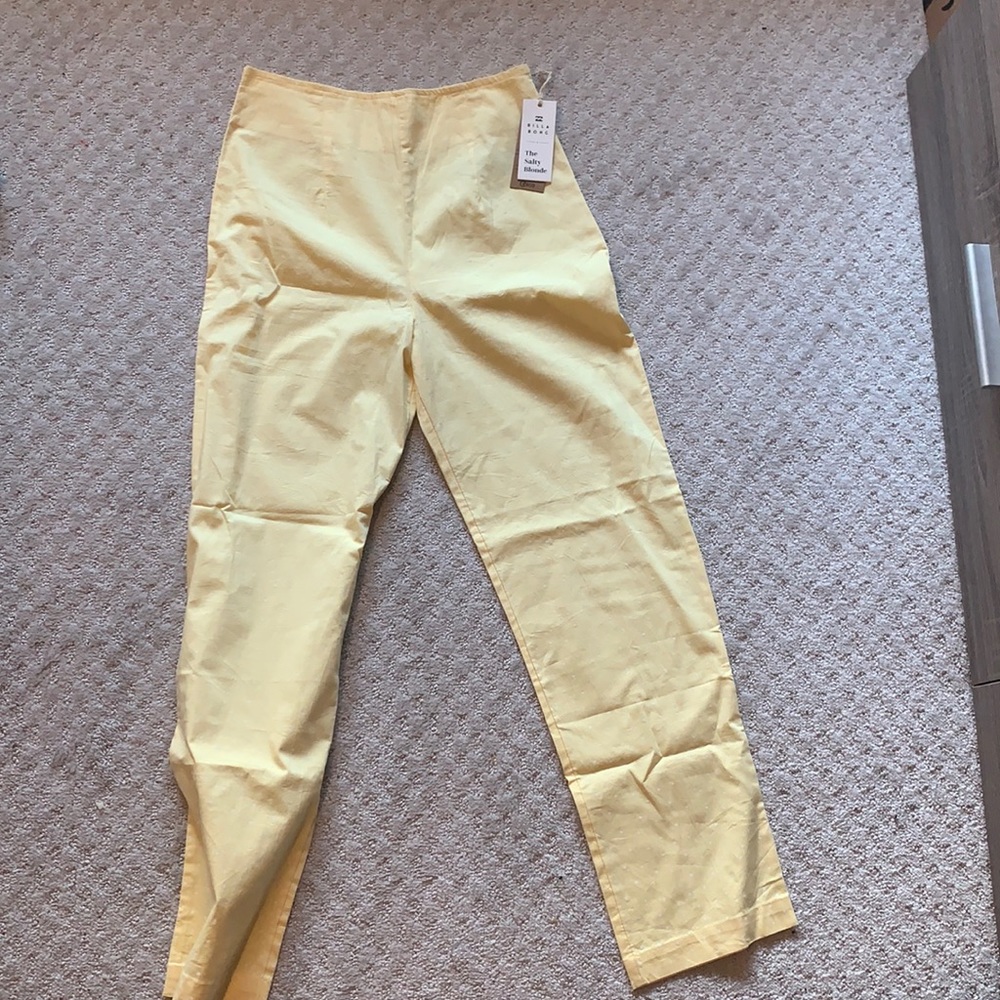 Billabong yellow and white polka dot pants